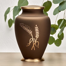 Load image into Gallery viewer, Adult 200 Cubic Inch Brass Brown Funeral Cremation Urn for Ashes