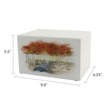 Load image into Gallery viewer, Large/Adult Autumn Forest Box Funeral Cremation Urn for Ashes, 200 Cubic Inches