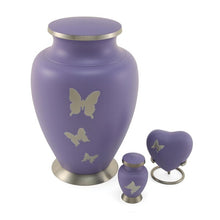 Load image into Gallery viewer, Adult 200 Cubic Inch Brass Purple Butterfly Funeral Cremation Urn for Ashes