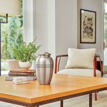 Load image into Gallery viewer, Solid Brass Classic Pewter Color Large Funeral Cremation Urn, 195 Cubic Inches