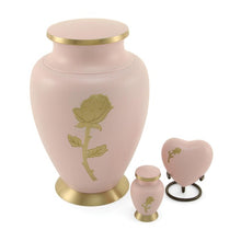 Load image into Gallery viewer, Adult 200 Cubic Inch Brass Pink Funeral Cremation Urn for Ashes