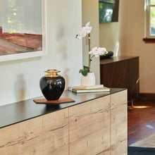 Load image into Gallery viewer, Black Brass Adult 195 Cubic Inch Funeral Cremation Urn for Ashes