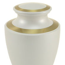 Load image into Gallery viewer, Adult 200 Cubic Inch Brass White Funeral Cremation Urn for Ashes