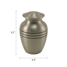 Load image into Gallery viewer, Solid Brass Classic Pewter Color Child/Pet Funeral Cremation Urn, 40 Cubic Inch