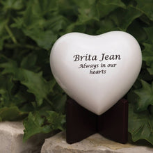 Load image into Gallery viewer, New Brass Pearl White Arielle Heart Funeral Cremation Urn w/stand,20 Cubic inch