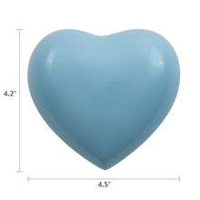 Load image into Gallery viewer, New Brass Pearl Blue Arielle Heart Funeral Cremation Urn w/stand,20 Cubic inches
