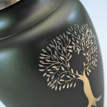 Load image into Gallery viewer, Adult 200 Cubic Inch Brass Green Tree Of Life Funeral Cremation Urn for Ashes