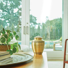 Load image into Gallery viewer, Bronze colored Brass Adult 200 Cubic Inch Funeral Cremation Urn for Ashes