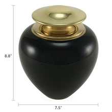 Load image into Gallery viewer, Black Brass Adult 195 Cubic Inch Funeral Cremation Urn for Ashes