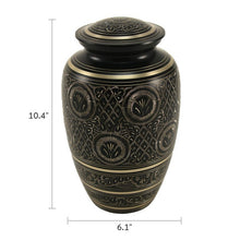Load image into Gallery viewer, New, Solid Brass Classic Radiance Large Funeral Cremation Urn, 190 Cubic Inches
