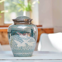 Load image into Gallery viewer, Guided Light Brass Adult 200 Cubic Inch Funeral Cremation Urn for Ashes