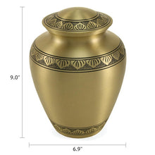 Load image into Gallery viewer, Bronze colored Brass Adult 200 Cubic Inch Funeral Cremation Urn for Ashes