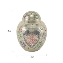 Load image into Gallery viewer, Small Lotus Heart Brass Pet Funeral Cremation Urn for Ashes, 40 Cubic Inches