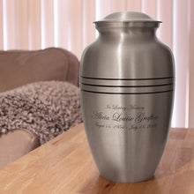 Load image into Gallery viewer, Solid Brass Classic Pewter Color Large Funeral Cremation Urn, 195 Cubic Inches