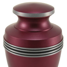 Load image into Gallery viewer, Large/Adult 200 Cubic Inch Magenta Aluminum Grecian Funeral Cremation Urn