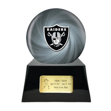Load image into Gallery viewer, Large/Adult 200 Cubic Inch Oakland Raiders Metal Ball on Cremation Urn Base