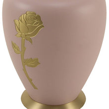 Load image into Gallery viewer, Adult 200 Cubic Inch Brass Pink Funeral Cremation Urn for Ashes