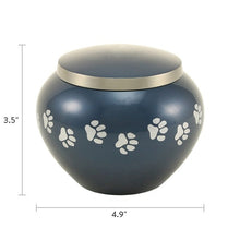 Load image into Gallery viewer, Small/Keepsake Blue Brass Quest Funeral Cremation Urn, 40 cubic inches