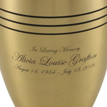 Load image into Gallery viewer, New, Solid Brass Classic Bronze Large Funeral Cremation Urn, 195 Cubic Inches