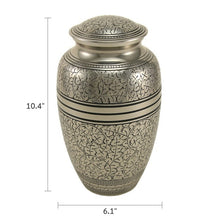 Load image into Gallery viewer, Large/Adult 210 Cubic Inches Silver Oak Funeral Cremation Urn for Ashes