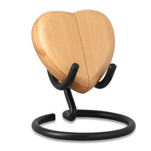 Load image into Gallery viewer, Small/Keepsake Complete Me Lightwood Heart Funeral Cremation Urn for Ashes