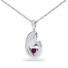 Load image into Gallery viewer, Mother's Love Red Stone Silver Pendant/Necklace Cremation Urn for Ashes