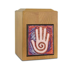 Load image into Gallery viewer, Large/Adult 289 Cubic Inch Raku Wood Hand  Funeral Cremation Urn for Ashes