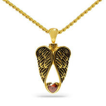 Load image into Gallery viewer, Winged Red Heart Keepsake Pendant/Necklace Funeral Cremation Urn