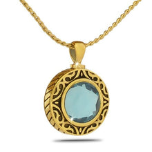 Load image into Gallery viewer, March Aquamarine Gold Steel Keepsake Pendant/Necklace Funeral Cremation Urn