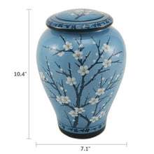 Load image into Gallery viewer, Blue Plum Blossom Ceramic Adult 200 Cubic Inch Funeral Cremation Urn for Ashes