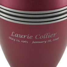 Load image into Gallery viewer, Large/Adult 200 Cubic Inch Magenta Aluminum Grecian Funeral Cremation Urn