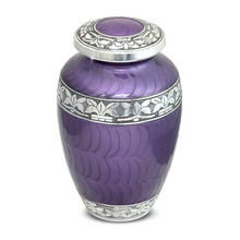 Load image into Gallery viewer, Large/Adult 200 Cubic Inch Shimmering Purple Aluminum Funeral Cremation Urn for Ashes