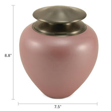 Load image into Gallery viewer, Adult 195 Cubic Inch Brass Pink Funeral Cremation Urn for Ashes
