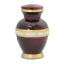 Load image into Gallery viewer, Small/Keepsake Burgundy Marble Elegance Brass Funeral Cremation Urn for Ashes