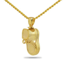 Load image into Gallery viewer, Infant Bootie Gold steel Keepsake Pendant/Necklace Funeral Cremation Urn