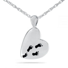 Load image into Gallery viewer, Footprints Prayer Silver Pendant/Necklace Funeral Cremation Urn