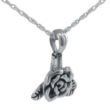 Load image into Gallery viewer, Sterling Silver Rose Pendant/Necklace Funeral Cremation Urn for Ashes