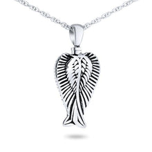 Load image into Gallery viewer, Sterling Silver Cherished Angel Wings Pendant Funeral Cremation Urn w/necklace