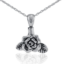 Load image into Gallery viewer, Sterling Silver Rose Pendant/Necklace Funeral Cremation Urn for Ashes