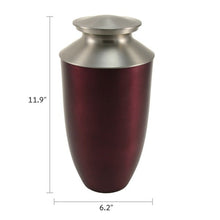 Load image into Gallery viewer, Red Alloy & Brass Adult 200 Cubic Inch Funeral Cremation Urn for Ashes