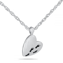 Load image into Gallery viewer, Footprints Prayer Silver Pendant/Necklace Funeral Cremation Urn