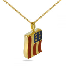 Load image into Gallery viewer, American Flag Gold Steel Patriot Keepsake Pendant/Necklace Funeral Cremation Urn
