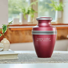 Load image into Gallery viewer, Large/Adult 200 Cubic Inch Magenta Aluminum Grecian Funeral Cremation Urn