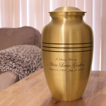 Load image into Gallery viewer, New, Solid Brass Classic Bronze Large Funeral Cremation Urn, 195 Cubic Inches