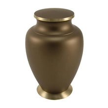 Load image into Gallery viewer, Adult 200 Cubic Inch Brass Brown Funeral Cremation Urn for Ashes