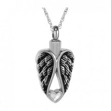 Load image into Gallery viewer, Sterling Silver Winged Heart Pendant/Necklace Funeral Cremation Urn for Ashes