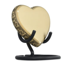 Load image into Gallery viewer, Small/Keepsake Maple Leaf Heart Matte Brass Funeral Cremation Urn for Ashes
