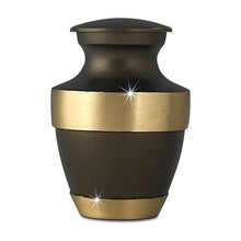 Load image into Gallery viewer, Small/Keepsake Artisanal Brown Metal Funeral Cremation Urn for Ashes