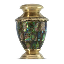 Load image into Gallery viewer, Small/Keepsake Abalone Mother of Pearl Brass Funeral Cremation Urn for Ashes