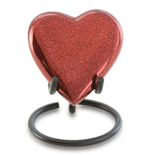 Load image into Gallery viewer, Small/Keepsake Red Loving Heart Brass Funeral Cremation Urn for Ashes